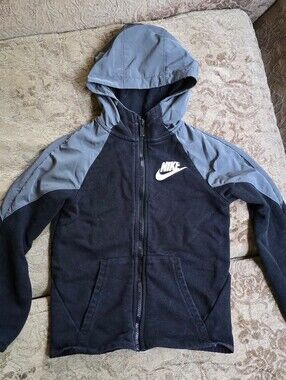 Nike Kids Black Jacket with Gray Hood & Shoulder Panels